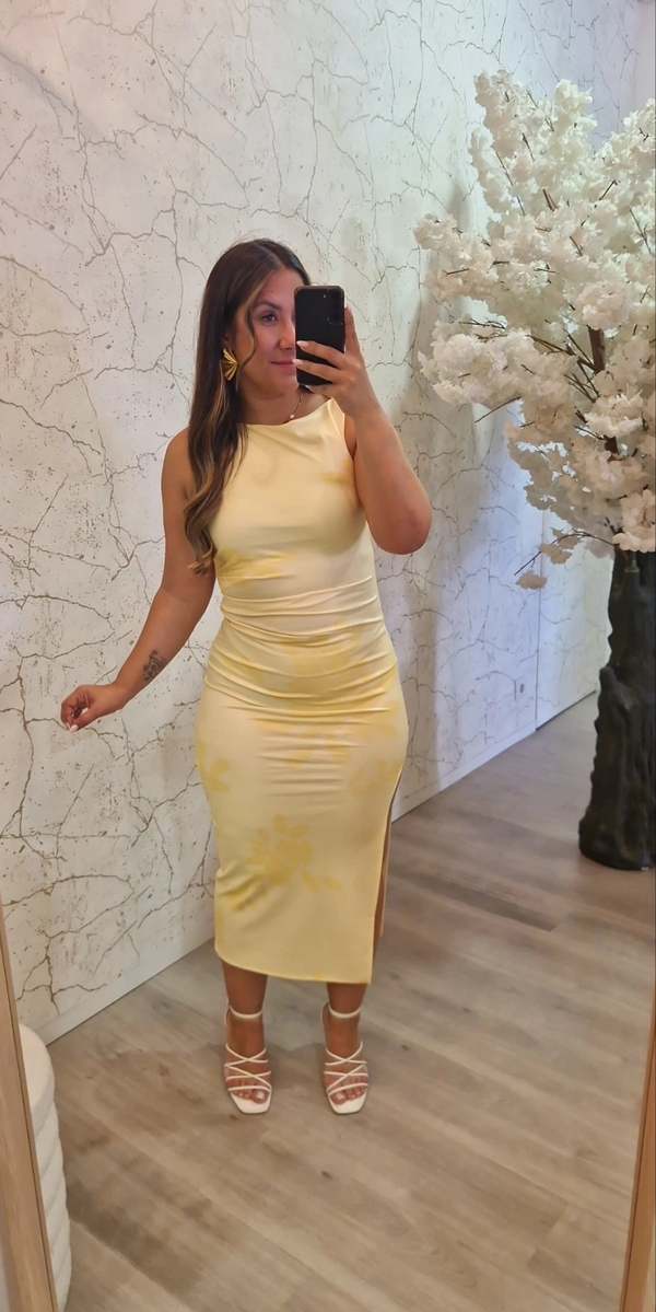 VESTIDO FLORES AZARA AMARELO