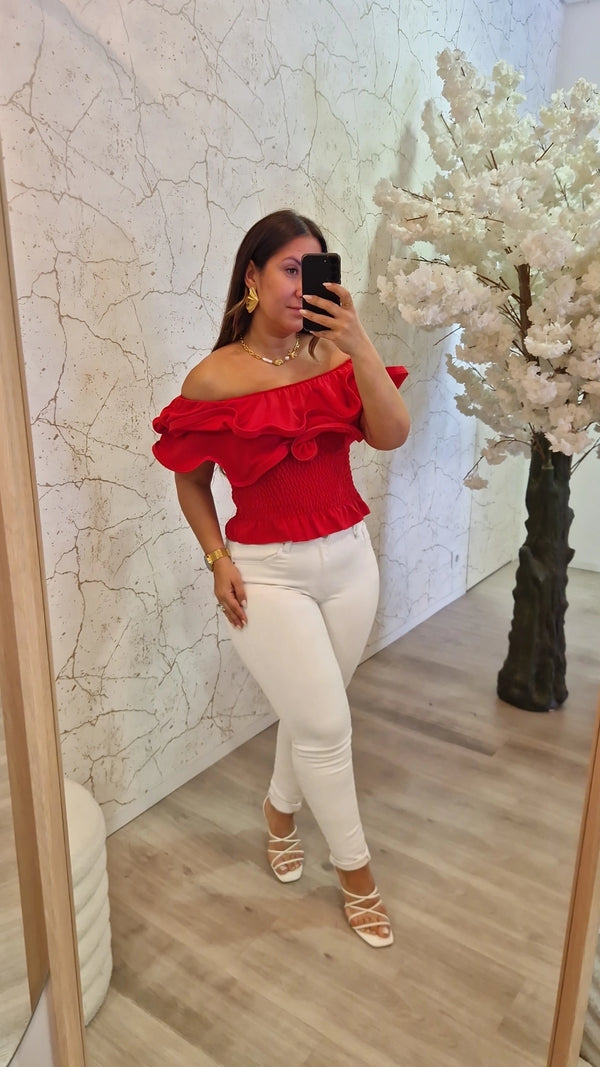 TOP MARGARIDA VERMELHO