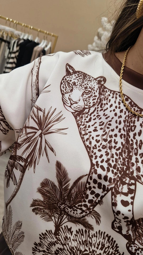 T-SHIRT TIGRE CASTANHO