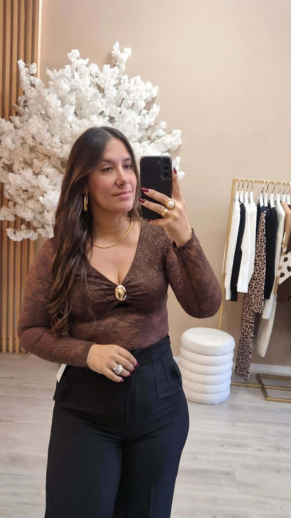 BLUSA RENDA CASTANHO